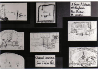 Charcoal drawings for a school display. No idea which is mine. Best guess = top left