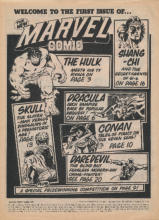 A Marvel Comic contents page that, thankfully, I didn't colour in