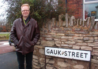 Me standing on Gauk Street in December 2007, not far from the house where I lived. You can see the sign for the Waggon and Horses pub reflected in the window. Why I didn't take a photo of the pub is beyond me
