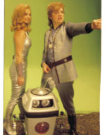 Captain Helix and Beautiful Space Lady (Stephanie Dooley) on the set of Hyperdrive, 2005